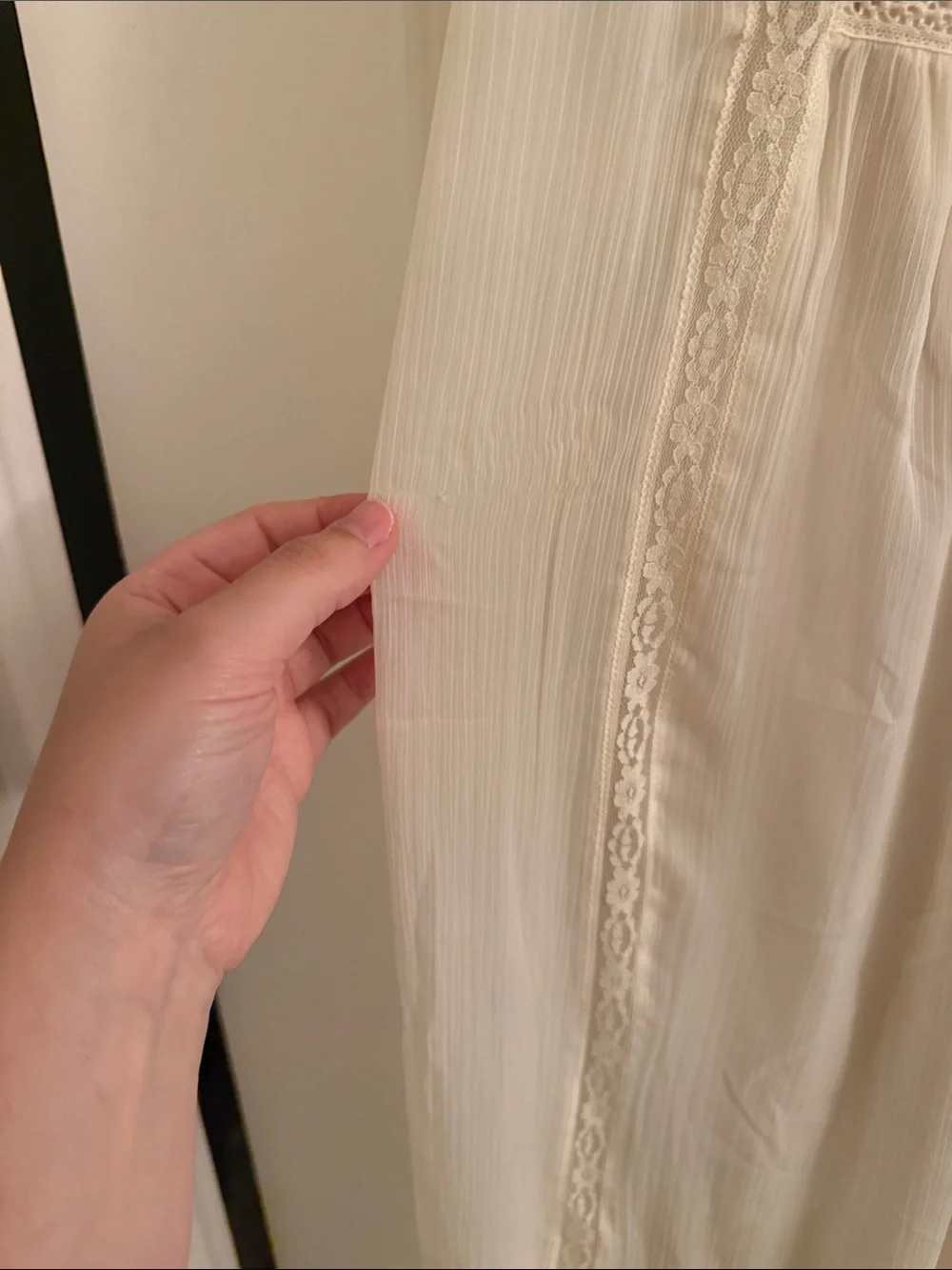 Abercrombie & Fitch Cream Lace-Trim Duster Dress